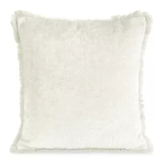 Poszewka na poduszkę 45x45 cm z szenilowej nici zdobiona subtelnymi frędzlami kremowa ADIA Eurofirany