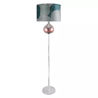 Lampa stojąca szałwiowa SALVIA 4 z welwetowym abażurem i motywem lilii wodnej Limited Collection Eurofirany