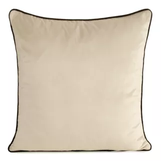 Poszewka na poduszkę 60x60 cm welwetowa o delikatnym połysku z ozdobną lamówką beżowa GAJA 2 Eurofirany