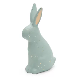 Figurka dekoracyjna wielkanocna z glinki ceramicznej zdobiona lśniącymi drobinkami Eurofirany