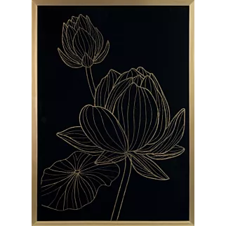 Obraz czarny LOTOS 7 drukowany z motywem botanicznym Limited Collection Eurofirany