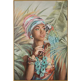 Obraz ręcznie malowany na płótnie w złotej ramce portret Eurofirany