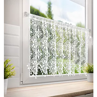 Zazdrostka biała w stylu boho zdobiona subtelnymi frędzelkami 150x60 cm tunel MOLY  Eurofirany