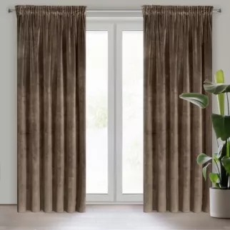 Zasłona brązowa z ekskluzywnego matowego welwetu 140x270 cm taśma RIA Diva Line Eurofirany