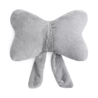 Poduszka w kształcie kokardy 37x30 cm z futerkowej tkaniny srebrna WIOSNA 135 Eurofirany