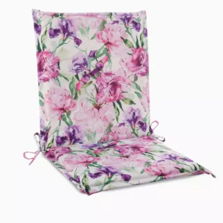 Poduszka na krzesło 45 x 90 x 3 cm wodoodporna różowo, fioletowa zdobione roślinnym wzorem GARDEN Eurofirany