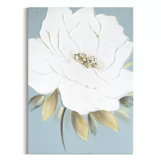 Obraz kremowy, jasnoniebieski ręcznie malowany z motywem roślinnym 50x70 cm Eurofirany