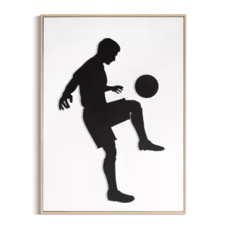 Obraz kremowo, czarny ręcznie malowany na płótnie z motywem piłkarza oprawiony w ramę 52x72 cm Eurofirany