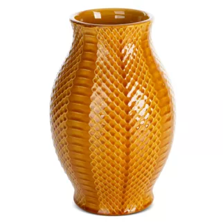 Wazon ceramiczny miodowy zdobiony wzorem skóry węża średnica 16x25 cm Eurofirany