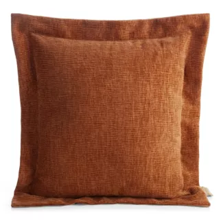 Poszewka na poduszkę 55x55 cm z szenilowej tkaniny ceglasta o widocznym ozdobnym splocie Eva Minge Elegante Eurofirany