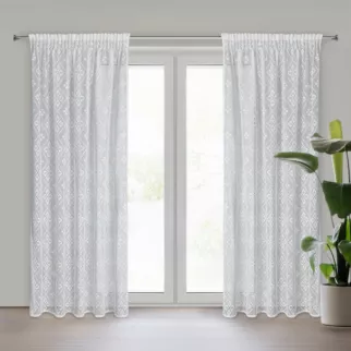 Zasłona biała ażurowa w stylu eko 140x270 cm taśma NELA Eurofirany