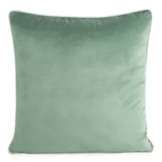 Poszewka na poduszkę 60x60 cm welwetowa o delikatnym połysku z ozdobną lamówką ciemnomiętowa GAJA 2 Eurofirany
