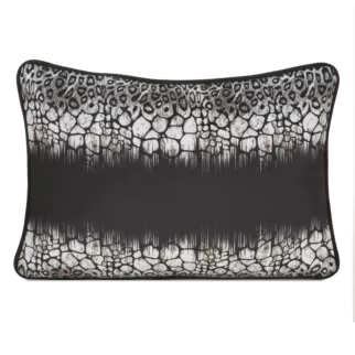 Poduszka 30x45 cm welwetowa czarno, biała zdobiona designerskim nadrukiem z kolekcji EVA 17 C Eva Minge Eurofirany