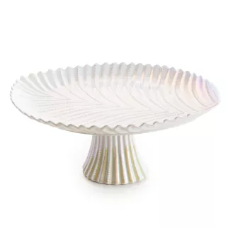 Patera dekoracyjna na stopce zdobiona wytłaczanym wzorem Eurofirany