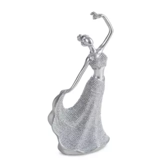 Figurka srebrna w kształcie baletnicy o drobnym strukturalnym wzorze 9x6x19 cm ELDO Eurofirany