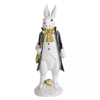 Wielkanocna figurka zajączka ze złotymi akcentami Eurofirany