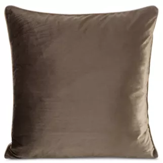 Poszewka na poduszkę 60x60 cm welwetowa o delikatnym połysku z ozdobną lamówką ciemnobrązowa GAJA 2 Eurofirany