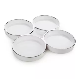 Patera ceramiczna z glinki ceramicznej ze srebrnymi akcentami MABEL Eurofirany