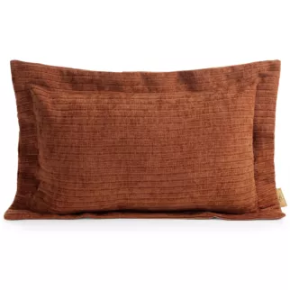 Poszewka na poduszkę  40x60 cm z szenilowej tkaniny ceglasta w drobne prążki Eva Minge Elegante Eurofirany