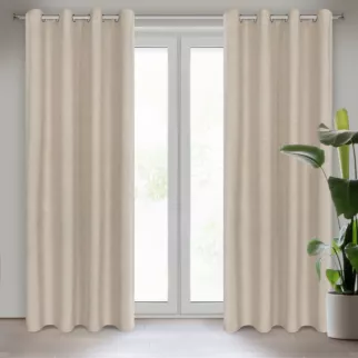 Zasłona beżowa o luźnym splocie w stylu cottage core 140x250 cm przelotkaLIDIA Eurofirany
