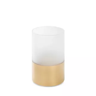 Świecznik dekoracyjny BLANCA 7 biało-złoty szklany o klasycznym kształcie Limited Collection Eurofirany