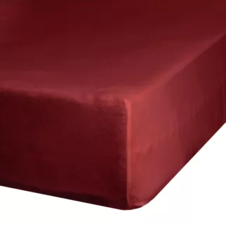 Prześcieradło gładkie z gumką 220x200 cm z satyny bawełnianej kolor czerwony 125 g/m2 NOVA 3 Eurofirany