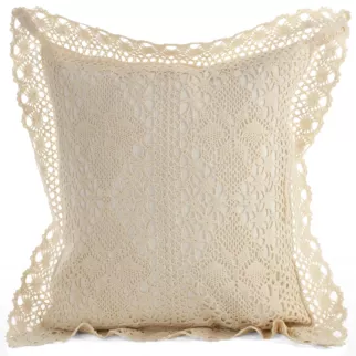 Poszewka na poduszkę 40x40 cm ażurowa jasnobeżowa w stylu boho MEGAN Eurofirany