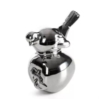 Figurka dekoracyjna ptaszek srebrna o wysokim połysku 10x7x11 cm FABIO Eurofirany