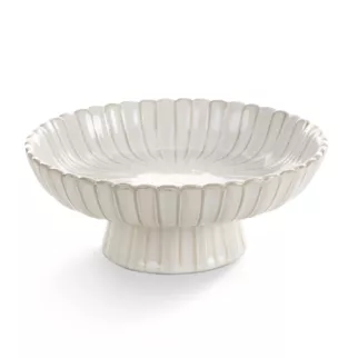 Misa ceramiczna na stopce AVRIL w stylu eko z przecieranym wzorem Eurofirany