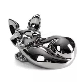 Figurka dekoracyjna wiewiórka srebrna o wysokim połysku 18x11x11 cm FABIO Eurofirany