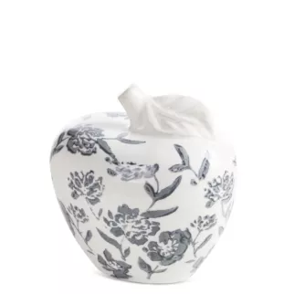 Figurka dekoracyjna biało, granatowa zdobiona roślinnym motywem 13x9x13 cm VIVIAN Eurofirany