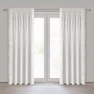 Zasłona kremowa z welwetu zdobiona aplikacją 3D róż 140x270 cm taśma - ROSES Eva Minge Eurofirany