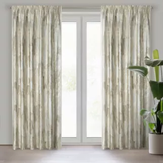 Zasłona kremowa z błyszczącym marmurkowym wzorem z tkaniny welwetowej 140x270 cm taśma ELLA Eurofirany