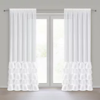 Firana biała z tkaniny aden z pięcioma falbanami 140x250 cm taśma CHARLOTTE 3 Eurofirany