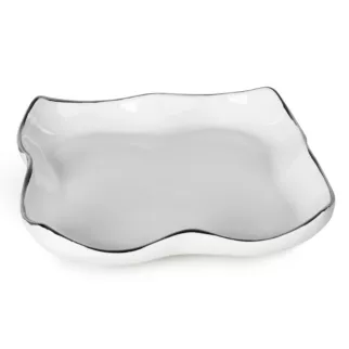 Patera dekoracyjna z falującymi brzegami i srebrnymi akcentami TONY Eurofirany