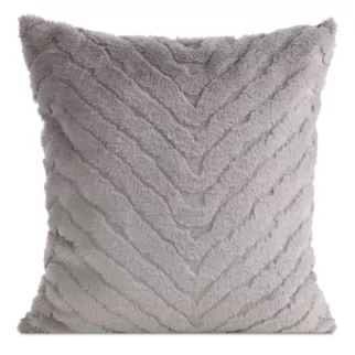 Poszewka na poduszkę 45x45 cm srebrna futrzana z wytłaczanym wzorem KATE Eurofirany