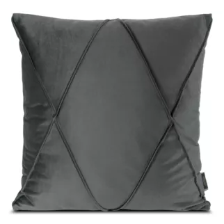 Poszewka na poduszkę 45x45 cm welwetowa z ozdobnym geometrycznym przeszywanym wzorem stalowa NALA 1 EUROFIRANY PREMIUM