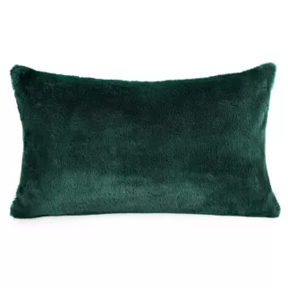 Poszewka na poduszkę 30x50 cm ciemnozielona z miękkiej futrzanej tkaniny NINA Eurofirany