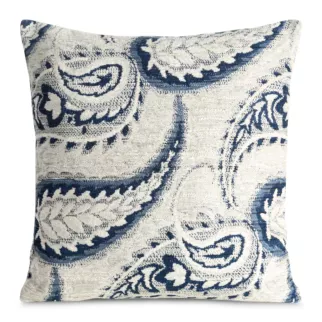 Poszewka na poduszkę 43x43 cm kremowo, granatowa z szenilowej tkaniny z przeszywanym wzorem SABINA Eurofirany