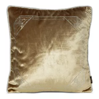 Poszewka na poduszkę 45x45 cm welwetowa zdobiona wzorem z kryształków miodowa ROYAL 9 Eurofirany