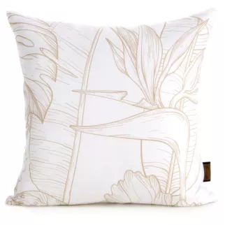 Poszewka na poduszkę 40x40 cm z satyny bawełnianej zdobiona nadrukiem roślinnym ciemnobeżowo, beżowa SPRING 50 Eurofirany