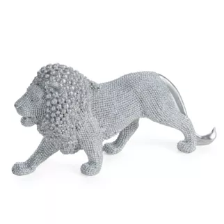 Figurka srebrna w kształcie Lwa o drobnym strukturalnym wzorze 23x6x12 cm ELDO 1 Eurofirany