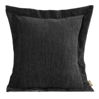 Poszewka na poduszkę  55x55 cm z szenilowej tkaniny czarna o widocznym ozdobnym splocie Eva Minge Elegante Eurofirany