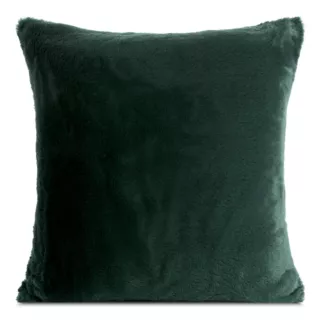 Poszewka na poduszkę 60x60 cm ciemnozielona z miękkiej futrzanej tkaniny NINA Eurofirany