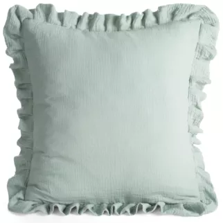 Poszewka na poduszkę 45x45 cm muślinowa z ozdobną falbanką na brzegach szałwiowa MUŚLIN 1 Eurofirany