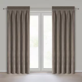 Zasłona ciemnobrązowa o szenilowej strukturze 140x270 cm taśma - NILO Eurofirany