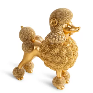 Figurka złota w kształcie uroczego psa o drobnym strukturalnym wzorze 17x9x19 cm ELDO 2 Eurofirany