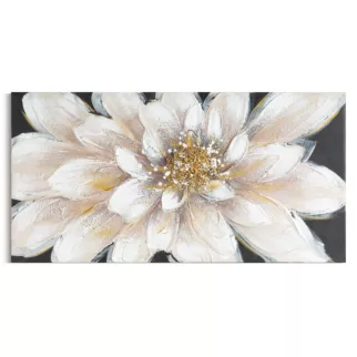 Obraz beżowo, złoty ręcznie malowany na płótnie z motywem kwiatu 40x80 cm  Eurofirany