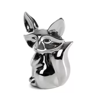 Figurka dekoracyjna wiewiórka srebrna o wysokim połysku 10x8x15 cm FABIO Eurofirany