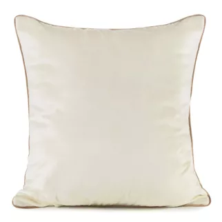 Poszewka na poduszkę 60x60 cm welwetowa o delikatnym połysku z ozdobną lamówką kremowa GAJA 2 Eurofirany